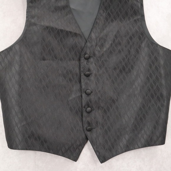 Brandon Michael Black 5 Button Point Waistcoat Tuxedo Formal Suit Vest L 46R - Picture 4 of 8